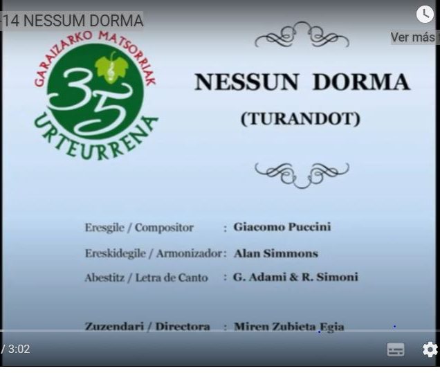 NESSUN DORMA (G. PUCCINI) – CONCIERTO SAN ISIDRO 14/05/2022