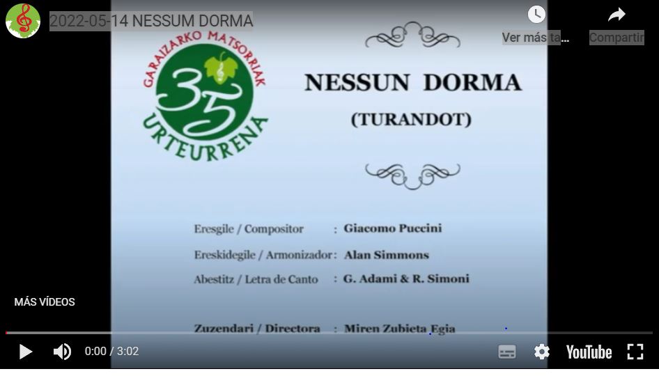 NESSUN DORMA (G. PUCCINI) – 2022/05/14